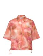 Dante6-Bardot Cropped Printed Shirt Orange Dante6