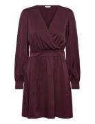 Wrap Satin Dress Burgundy Bubbleroom