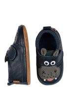Hippo Leather Slippers Navy Melton