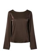 Pcnanina Ls Satin Top Wvn D2D Brown Pieces
