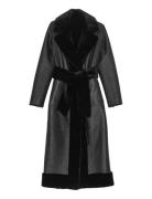 Belted Soft Shearling Coat Black REMAIN Birger Christensen