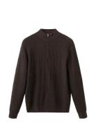 Ribbed Sweater With Zip Neck Brown Mango