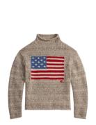 Flag Wool-Blend Turtleneck Sweater Beige Polo Ralph Lauren