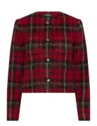 Plaid Mohair Cropped Jacket Red Lauren Ralph Lauren