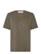 Slcolumbine Loose Fit V-Neck Ss Khaki Soaked In Luxury
