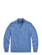 Cotton Quarter-Zip Mockneck Sweater Blue Polo Ralph Lauren