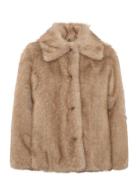 Faux-Fur Coat With Buttons Beige Mango