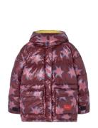 Lemur Kid Puffer Jacket Green Burgundy THE ANIMALS OBSERVATORY