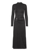 Fine-Knit Dress With Metallic Detail Grey Mango