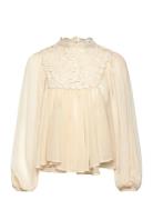 Lace Combination Blouse Cream Mango