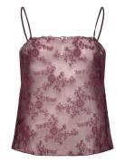 Embroidered Sheer Top Burgundy Mango