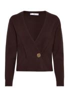 Cross-Over Cardigan With Jewel Button Brown Mango