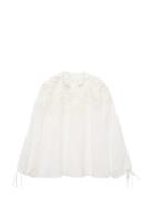 Embroidered Blouse With Bows White Mango