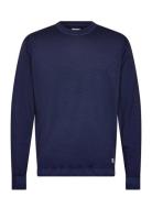 Merino Wool Fast Dyed Crew Neck Logo Knit Navy C.P. Company