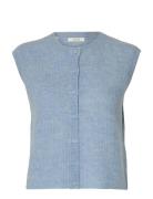 Slwlulu Sl Button O-Neck Vest Noos Blue Selected
