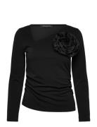 Valetta Jersey Ls Rosette Top Black French Connection