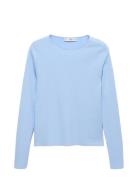 Long-Sleeved Fine-Knit Sweater Blue Mango