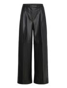 Wide-Leg Faux-Leather Trousers Black Mango