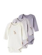 Nbfbody 3P Ls Lilac Marble Deer Noos Purple Name It