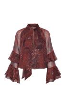 Paisley Print Blouse Burgundy Mango