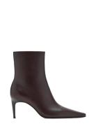 Leather Pointed Ankle Boots Brown Mango