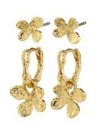 Ajani Earrings 2-In-1 Set, Gold-Plated Gold Pilgrim