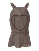 Balaclava Ears Wool Knit Brown Huttelihut