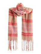 Scarf Big Fringe Check Wool Ve Pink Lindex