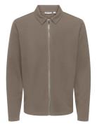 Onsnewkodyl Reg Zip Sweat Vd Beige ONLY & SONS