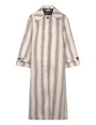 Portobello Ecru Striped Long Coat Cream Laagam