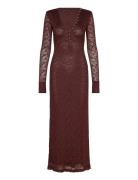Zenia Long Sleeve Midi Dress Brown Bardot