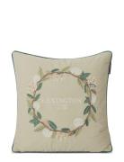 Wreath Logo Organic Cotton Twill Pillow Cover Beige Lexington Home