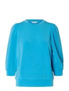 Slwtenny 3/4 Sweat Top Noos Blue Selected