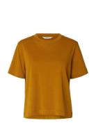 Slfessential Ss Boxy Tee Noos Orange Selected