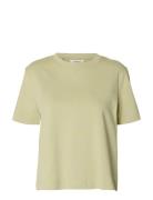 Slfessential Ss Boxy Tee Noos Khaki Selected