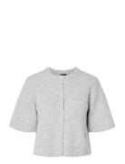 Pcsilly Ss O-Neck Knit Cardigan Noos Bc Grey Pieces
