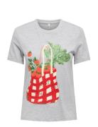 Onlvivvi Reg S/S Lovely Top Box Jrs Grey ONLY