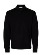 Slhemanuel Soft Polo Zip Sweat Noos Black Selected