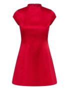 Delphi Hourglass Satin Dress Red Bardot