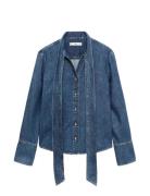 Denim Shirt With Bow Blue Mango