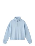 Turtleneck Sweater With Zip Blue Mango