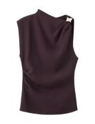 Asymmetrical Blouse With Metallic Detail Brown Mango