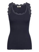 Rmwbalta Modal Sl U-Neck Top Navy RM By Rosemunde