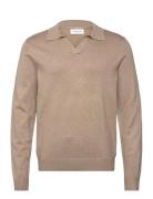 Ecovero L/S V-Neck Polo Beige Lindbergh