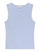 Woven Label 2X2 Baby Rib Tank Blue Calvin Klein Jeans