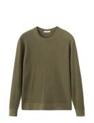 Fine Rib-Knit Cotton Sweater Khaki Mango