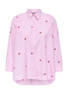 Onlnew Lina Grace Str Emb Shirt Wvn Noos Pink ONLY