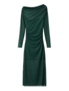 Semi-Transparent Asymmetrical Dress Green Mango