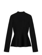 Ribbed Peplum Sweater Black Mango