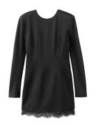 Open-Back Dress With Lace Trim Hem Black Mango